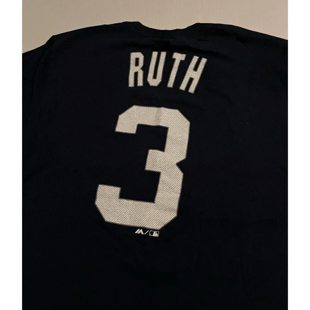 Majestic New York Yankees Babe Ruth #3 MLB Youth Jersey T-Shirt XL 18 Boys Blue